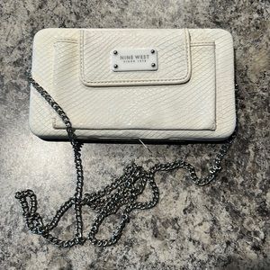 White leather Nine West clutch